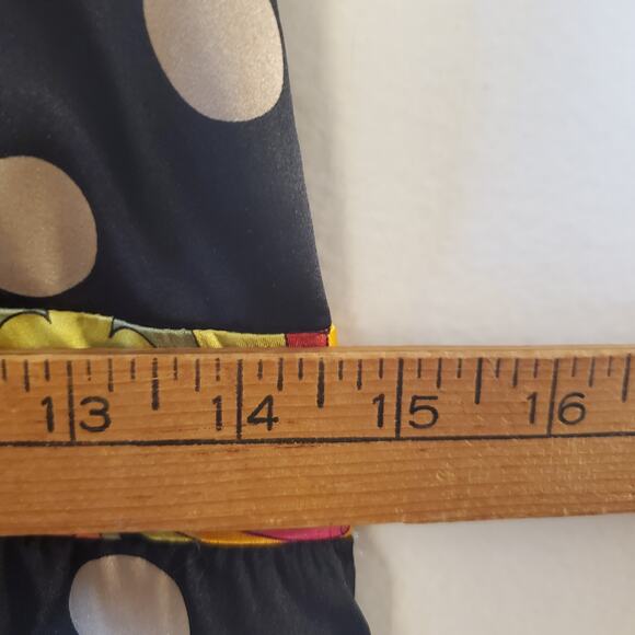 OC by OC Oleg Cassini Sz 6 Silk Halter Dress Black Polka Dot Floral Self Slip - Picture 10 of 11